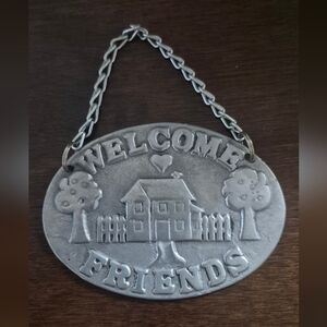 Vintage America Silver Tone Welcome Friends Plaque